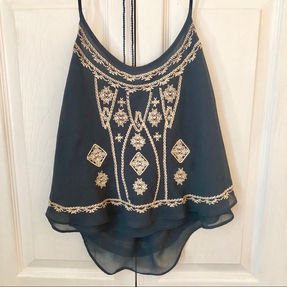 Urban Outfitters Tops - Urban Outfitters Ecoté Blue Embroidered Tank